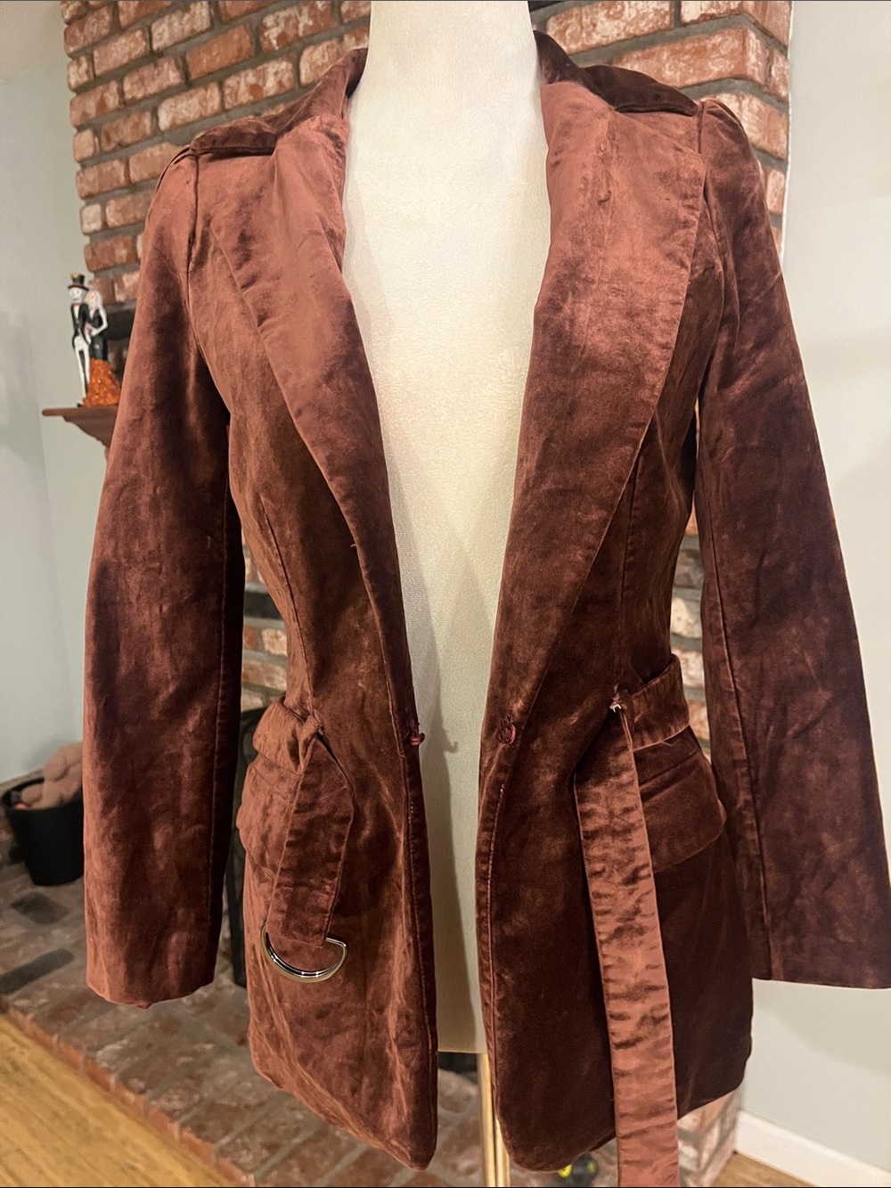 PAIGE $450 Sorrenti Belted Velvet Blazer in Old Rose - Picture 2 of 5